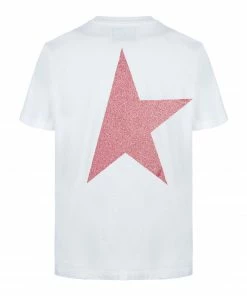 GOLDEN GOOSE Tee-shirt Big Star Coton Blanc Rose -Boutique MAJESTIC FILATURES unnamed file 3413