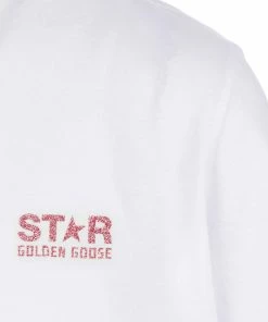 GOLDEN GOOSE Tee-shirt Big Star Coton Blanc Rose -Boutique MAJESTIC FILATURES unnamed file 3414