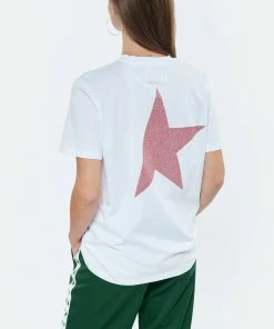 GOLDEN GOOSE Tee-shirt Big Star Coton Blanc Rose -Boutique MAJESTIC FILATURES unnamed file 3415