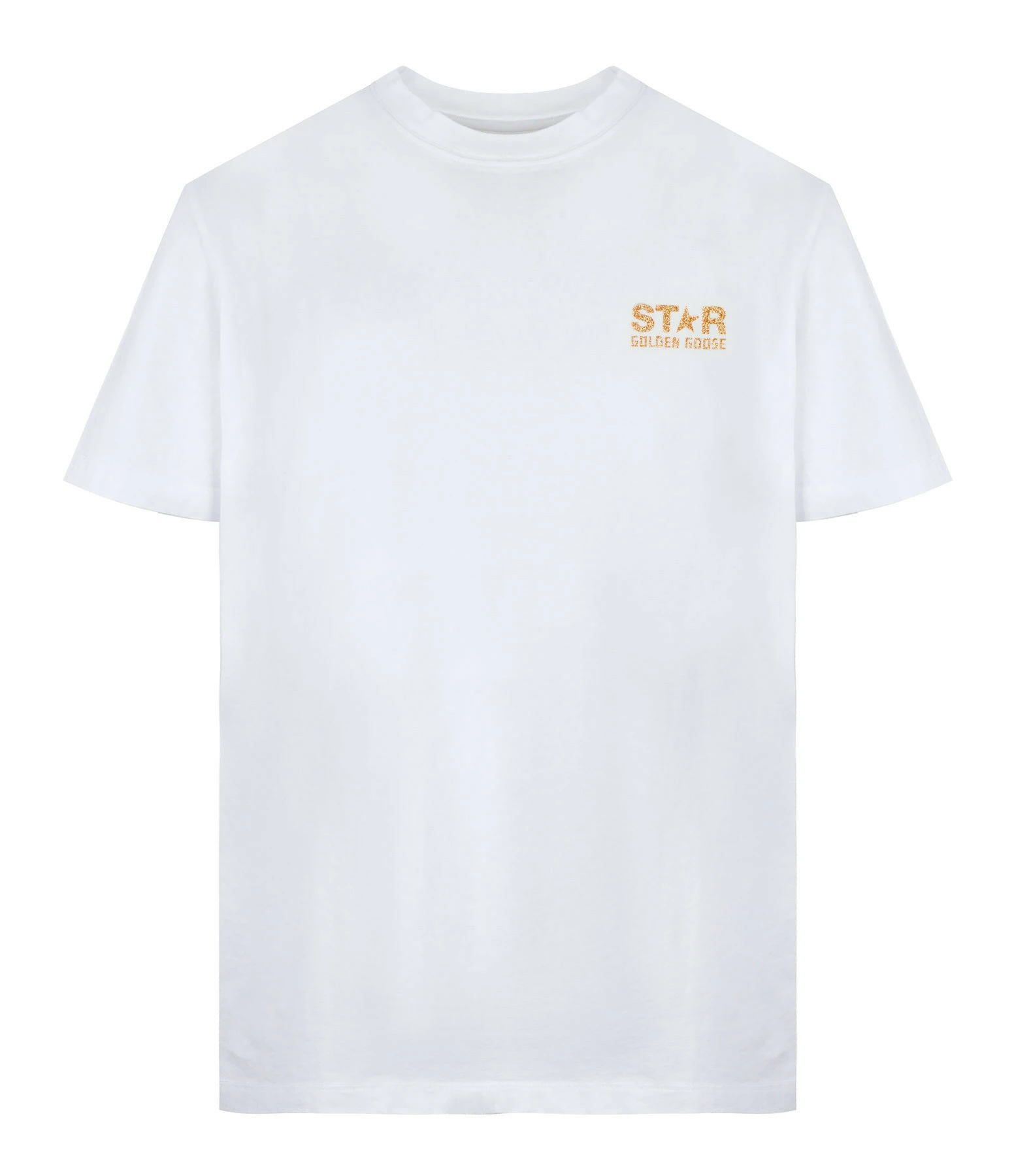 GOLDEN GOOSE Tee-shirt Homme Big Star Coton Blanc Doré 3 GOLDEN GOOSE Tee-shirt Homme Big Star Coton Blanc Doré