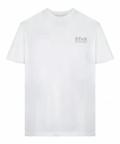GOLDEN GOOSE Tee-shirt Homme Big Star Coton Blanc Argenté