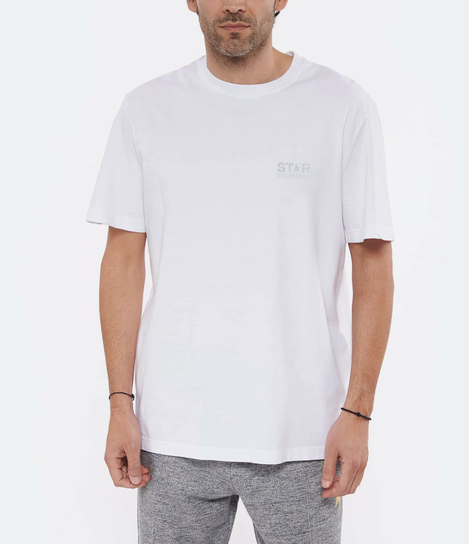 GOLDEN GOOSE Tee-shirt Homme Big Star Coton Blanc Argenté 6 GOLDEN GOOSE Tee-shirt Homme Big Star Coton Blanc Argenté – Image 4