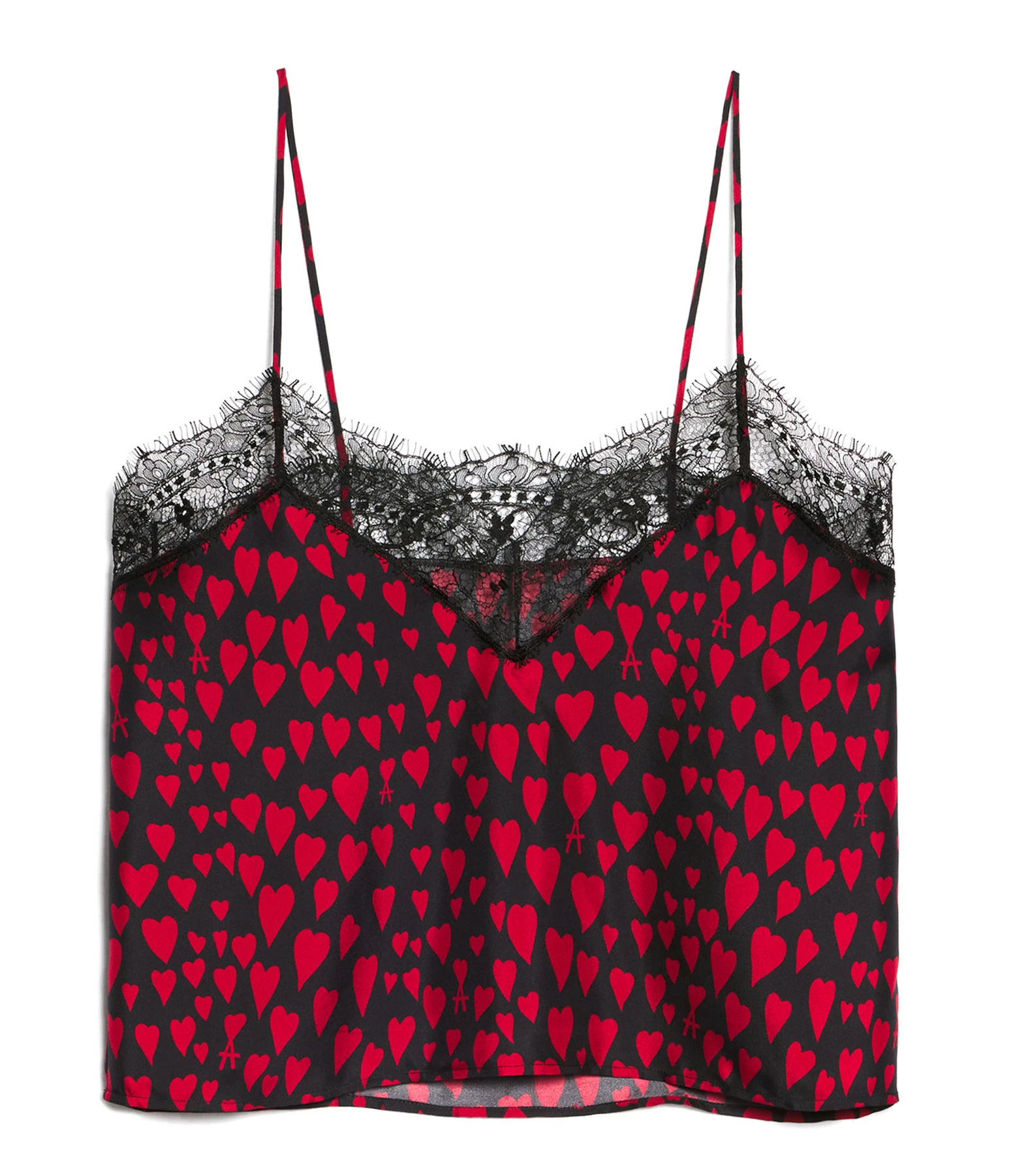 AMI PARIS Top Soie Cœurs Noir Rouge 3 AMI PARIS Top Soie Cœurs Noir Rouge