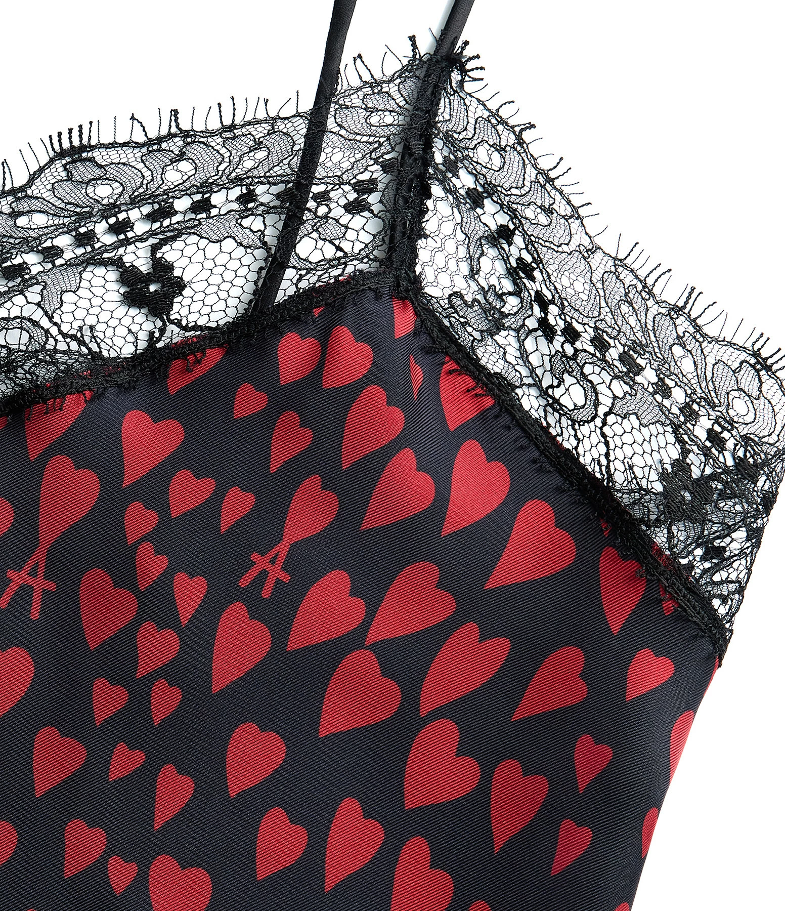 AMI PARIS Top Soie Cœurs Noir Rouge 4 AMI PARIS Top Soie Cœurs Noir Rouge – Image 2