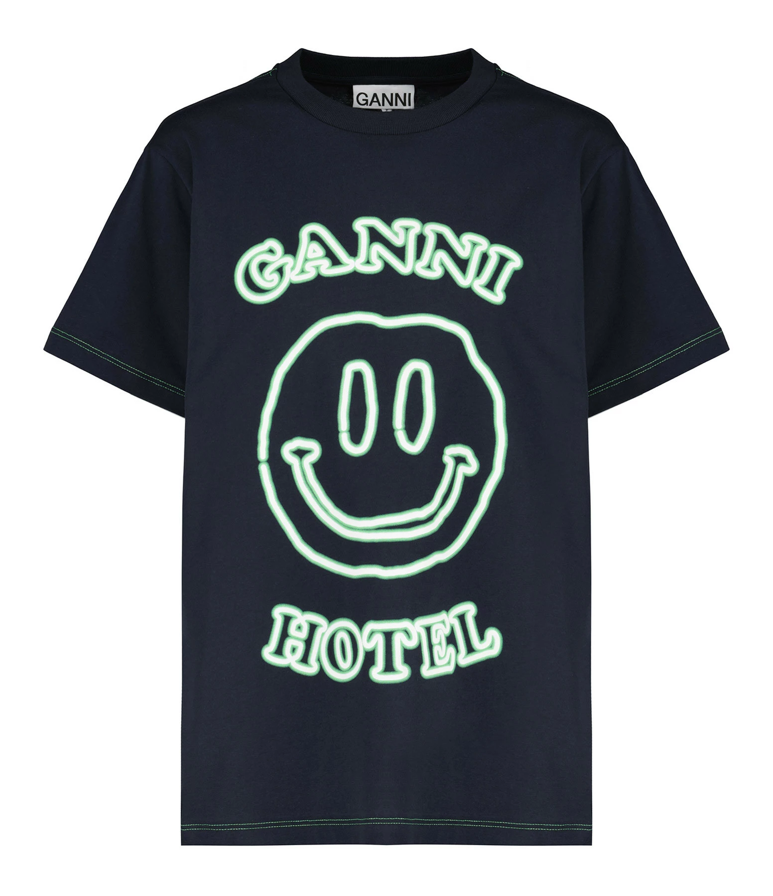 GANNI Tee-shirt Smiley Coton Bleu 3 GANNI Tee-shirt Smiley Coton Bleu