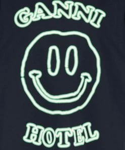 Alternative view of GANNI Tee-shirt Smiley Coton Bleu