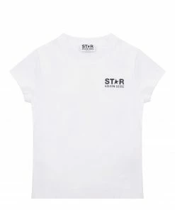 GOLDEN GOOSE Tee-shirt Star Garçon Coton Blanc Optique Noir