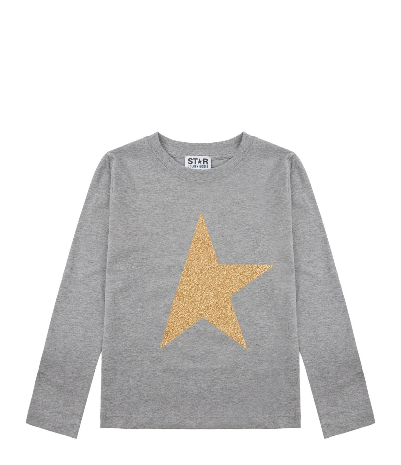 GOLDEN GOOSE Tee-shirt Enfant Star Manches Longues Coton Gris Doré 3 GOLDEN GOOSE Tee-shirt Enfant Star Manches Longues Coton Gris Doré