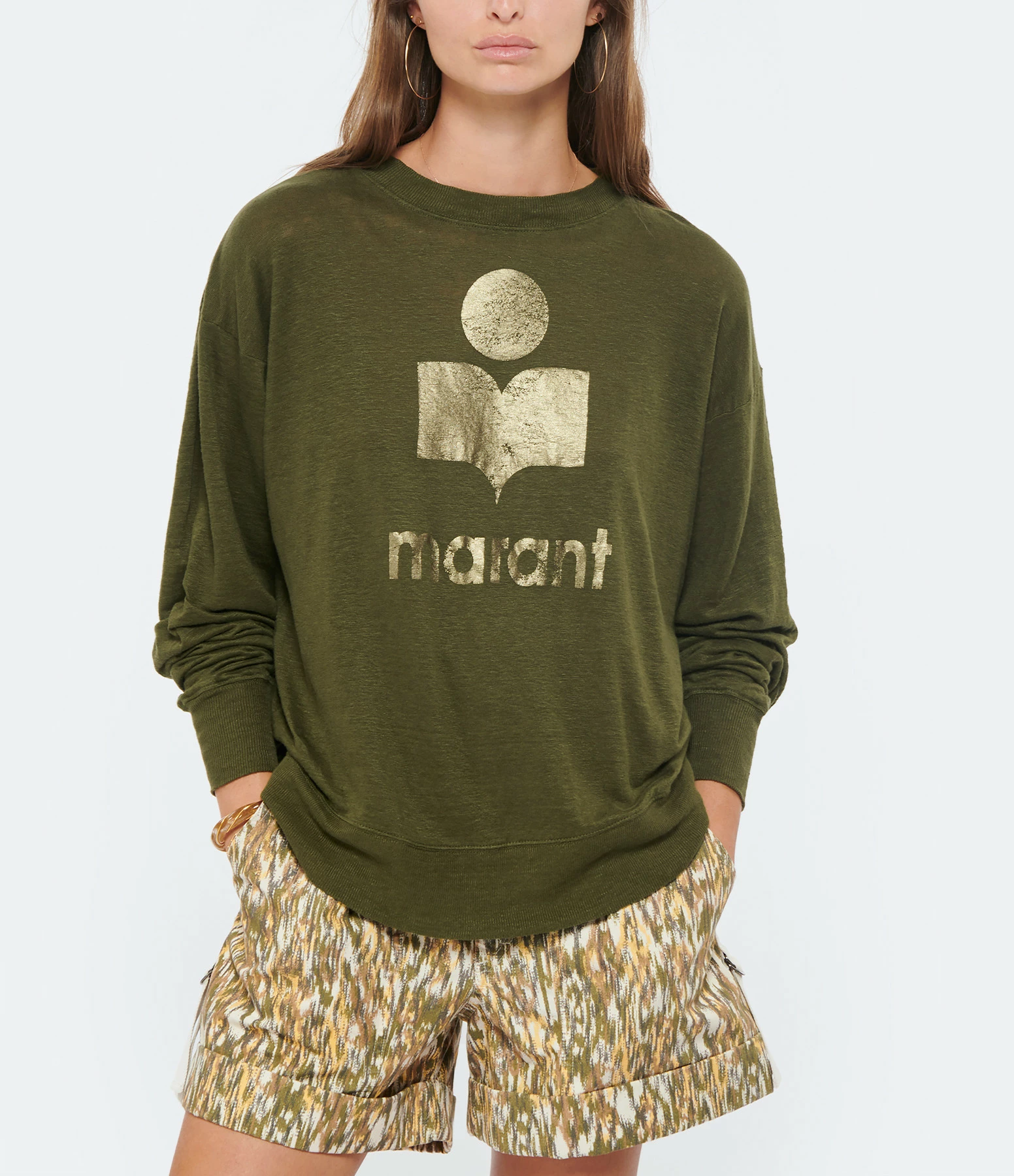 ISABEL MARANT ÉTOILE Tee-shirt Klowia Lin Kaki Doré 5 ISABEL MARANT ÉTOILE Tee-shirt Klowia Lin Kaki Doré – Image 3
