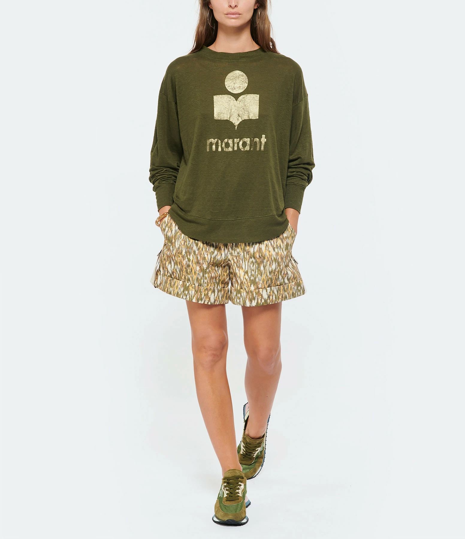 ISABEL MARANT ÉTOILE Tee-shirt Klowia Lin Kaki Doré 6 ISABEL MARANT ÉTOILE Tee-shirt Klowia Lin Kaki Doré – Image 4