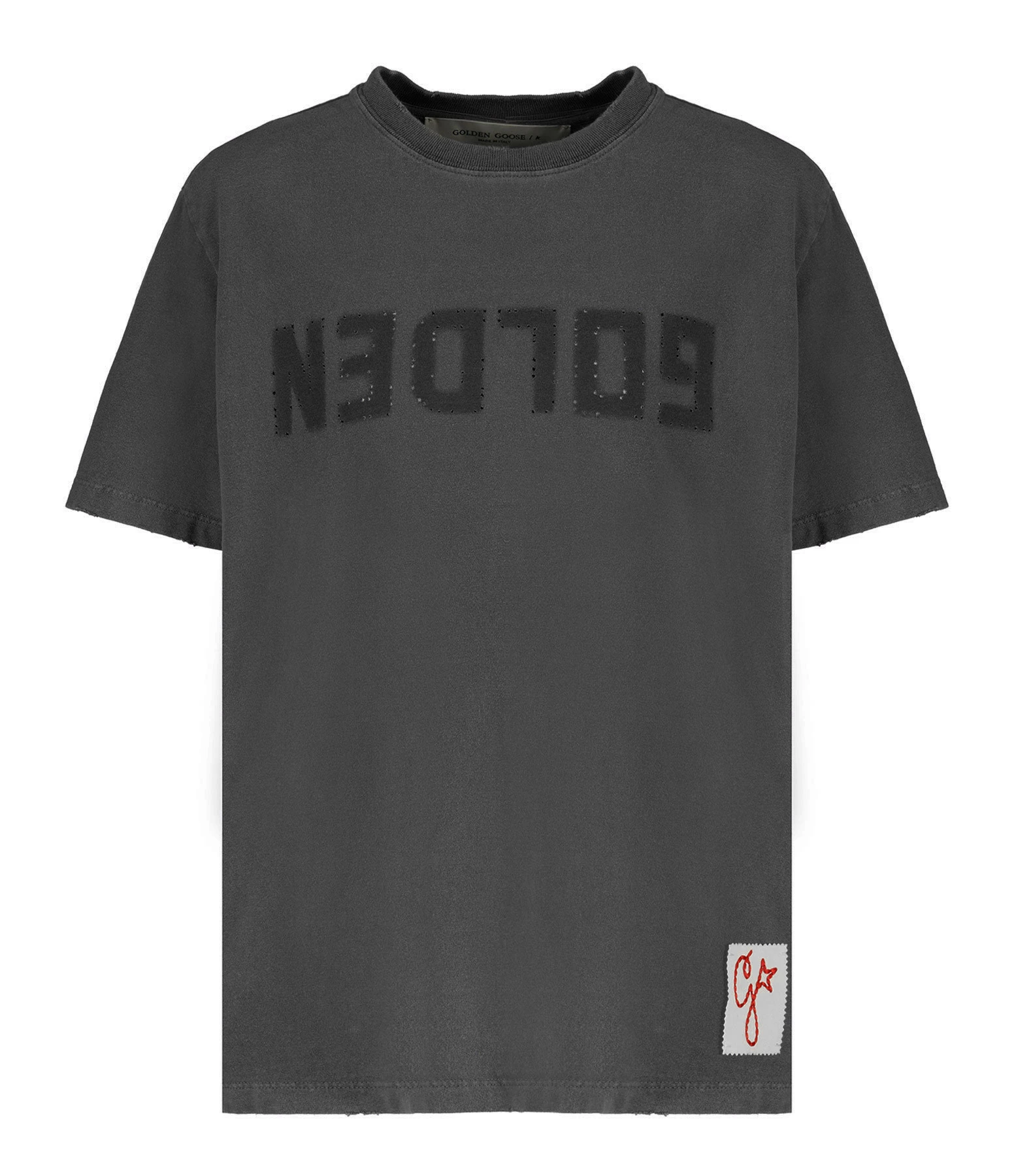 GOLDEN GOOSE Tee-shirt Golden Homme Coton Gris Anthracite 3 GOLDEN GOOSE Tee-shirt Golden Homme Coton Gris Anthracite