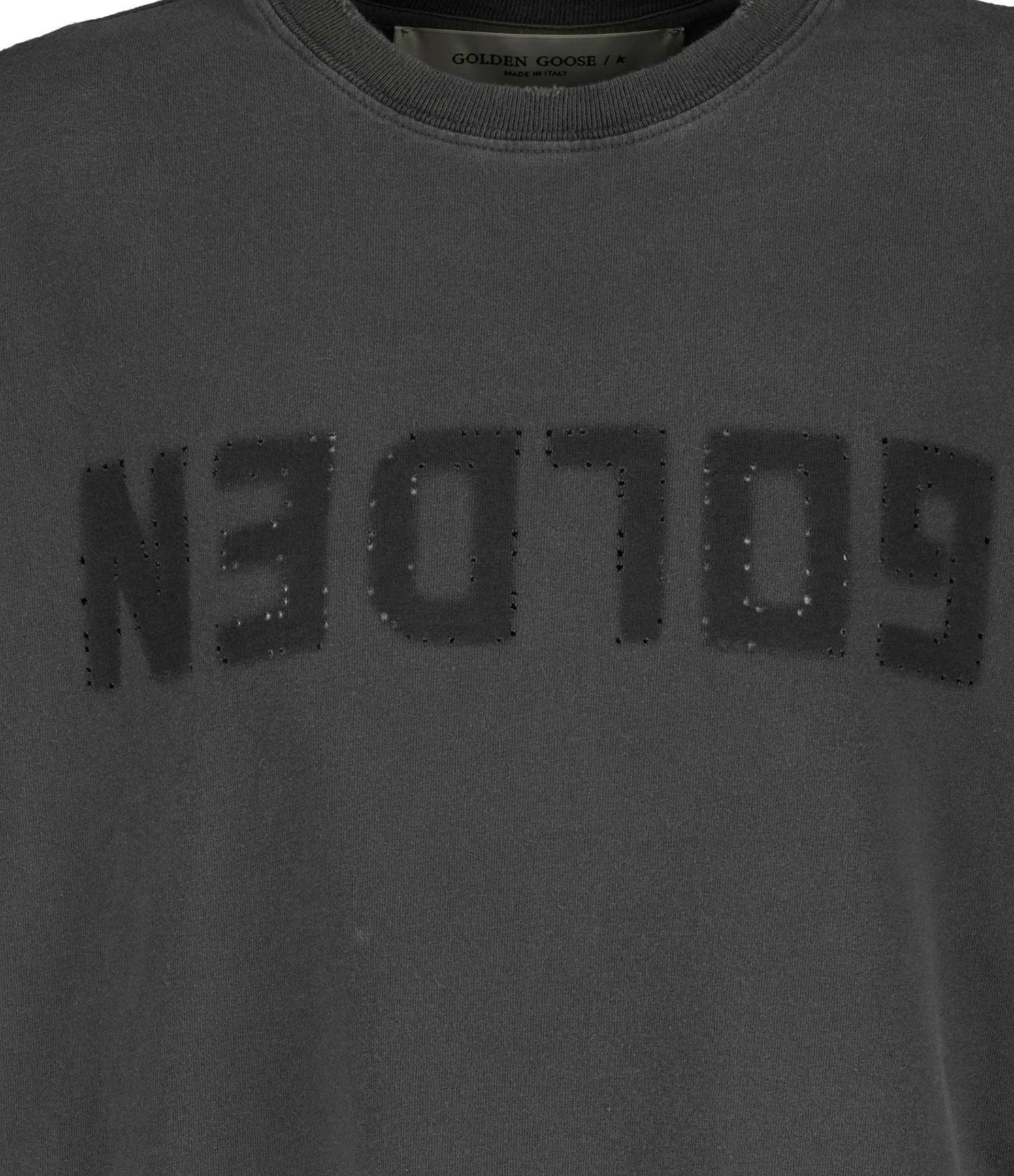 GOLDEN GOOSE Tee-shirt Golden Homme Coton Gris Anthracite 4 GOLDEN GOOSE Tee-shirt Golden Homme Coton Gris Anthracite – Image 2