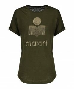 ISABEL MARANT ÉTOILE Tee-shirt Koldi Lin Kaki Doré