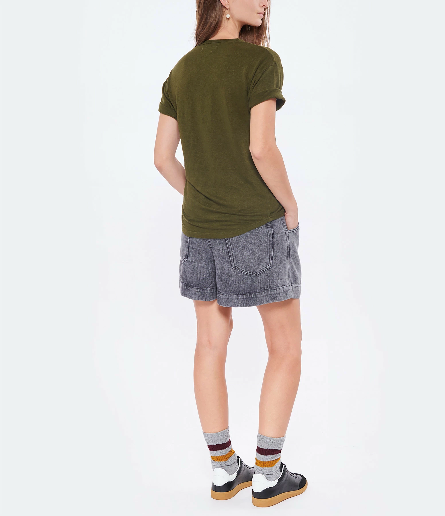 ISABEL MARANT ÉTOILE Tee-shirt Koldi Lin Kaki Doré 7 ISABEL MARANT ÉTOILE Tee-shirt Koldi Lin Kaki Doré – Image 5
