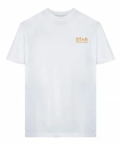 GOLDEN GOOSE Tee-shirt Big Star Coton Blanc Doré
