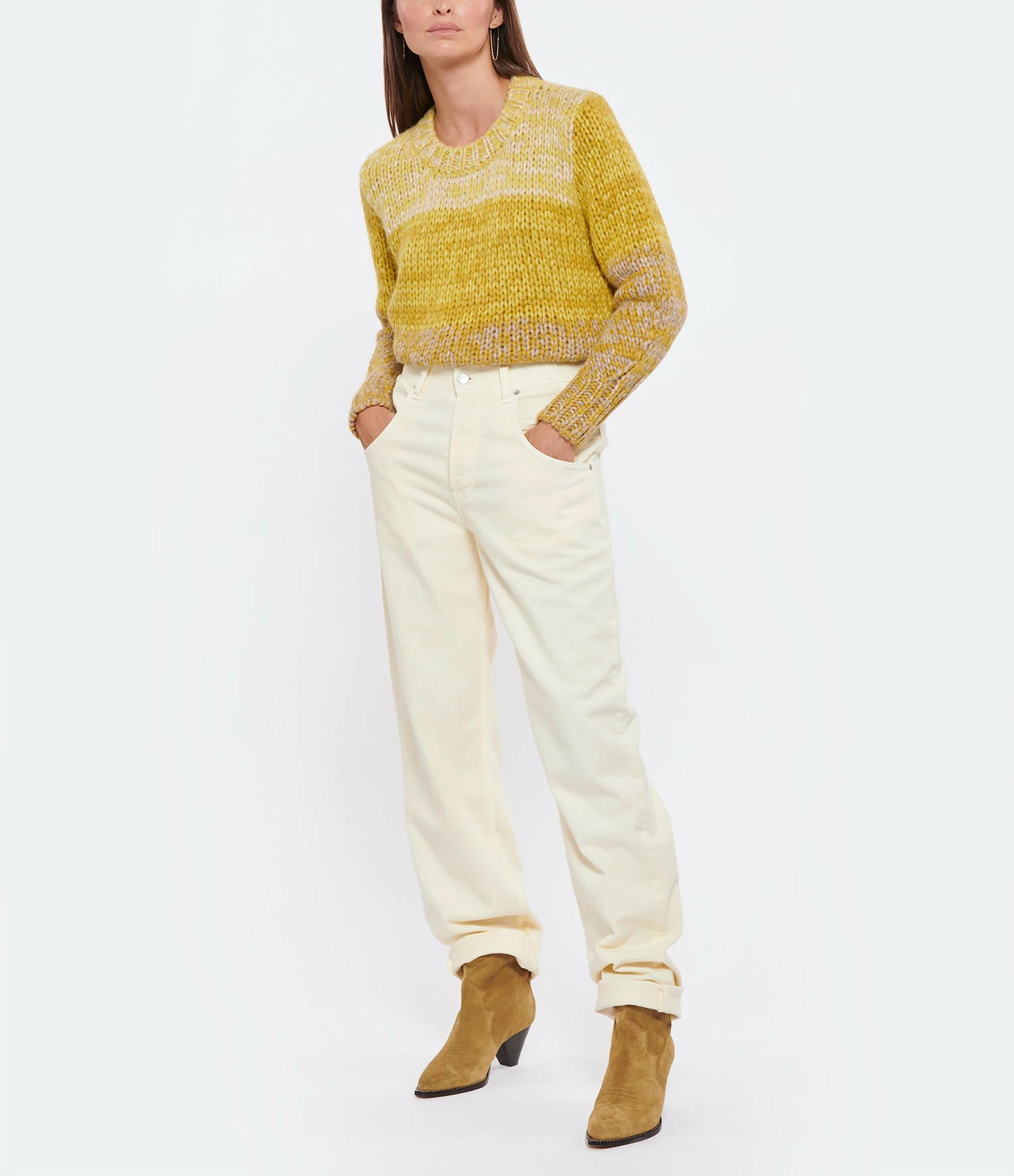 ROBERTO COLLINA Pull Col Rond Laine Doré Sable 6 ROBERTO COLLINA Pull Col Rond Laine Doré Sable – Image 4