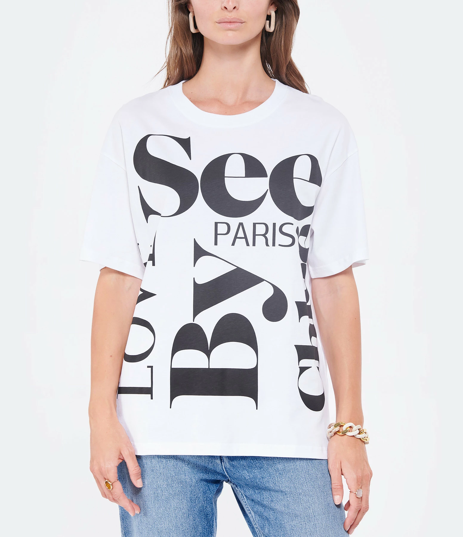 SEE BY CHLOE Tee-shirt Oversize Coton Blanc 5 SEE BY CHLOE Tee-shirt Oversize Coton Blanc – Image 3