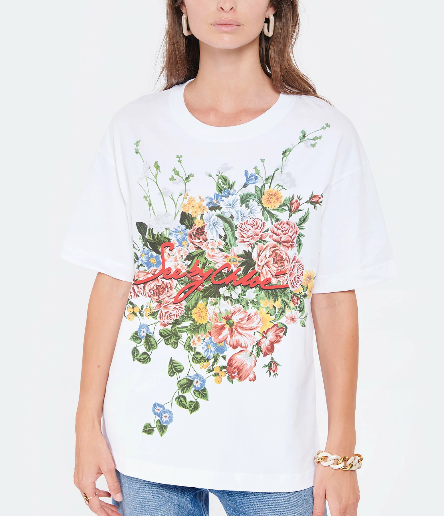 SEE BY CHLOE Tee-shirt Coton Blanc 5 SEE BY CHLOE Tee-shirt Coton Blanc – Image 3