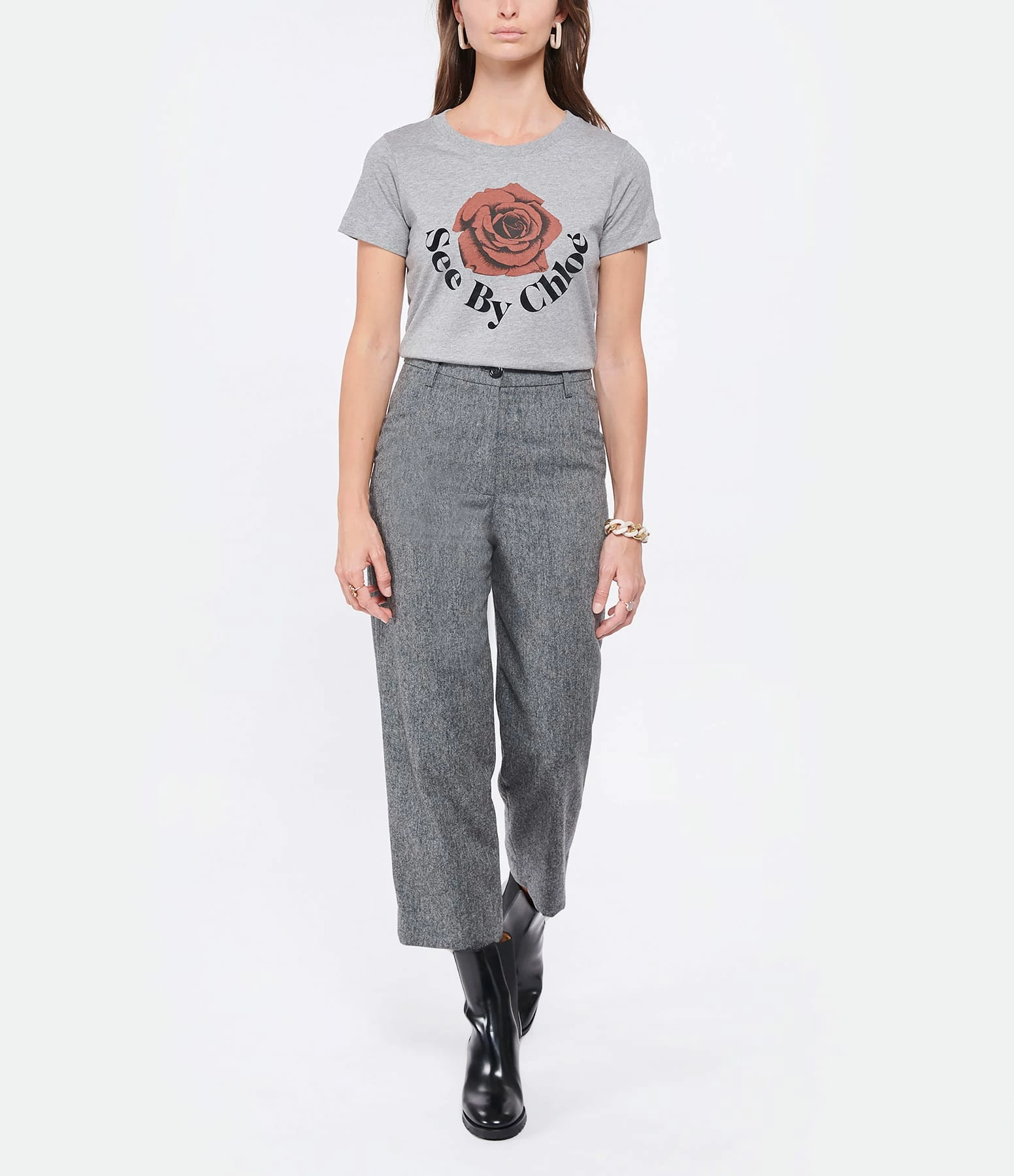 SEE BY CHLOE Tee-shirt Coton Gris 6 SEE BY CHLOE Tee-shirt Coton Gris – Image 4