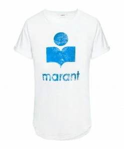 ISABEL MARANT ÉTOILE Tee-shirt Koldi Lin Blanc Bleu