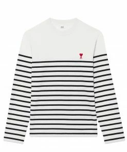 AMI PARIS Marinière Unisexe Ami De Cœur Coton Biologique Blanc Noir