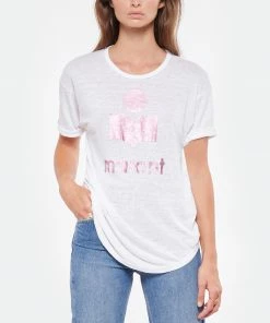 ISABEL MARANT ÉTOILE Tee-shirt Koldi Lin Blanc Rose -Boutique MAJESTIC FILATURES unnamed file 3663