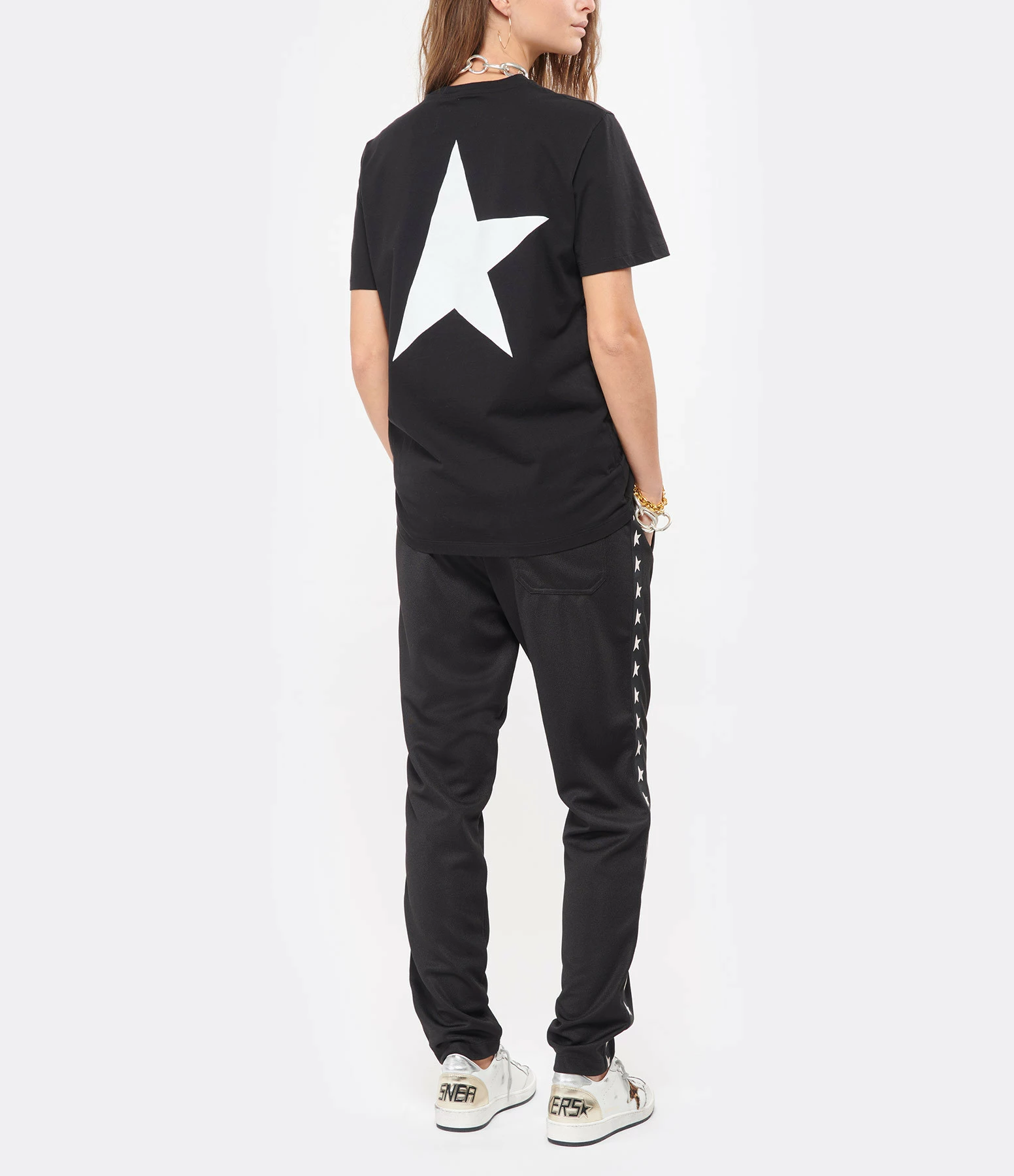 GOLDEN GOOSE Tee-shirt Big Star Coton Noir Blanc 7 GOLDEN GOOSE Tee-shirt Big Star Coton Noir Blanc – Image 5