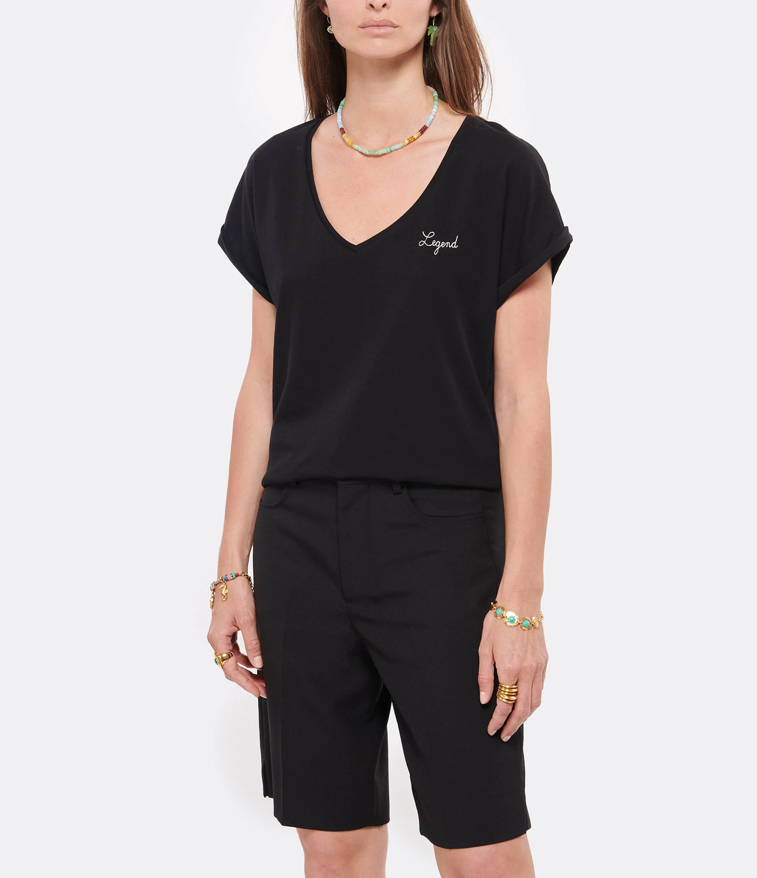 MAISON LABICHE Tee-shirt Col V Legend Coton Biologique Noir 5 MAISON LABICHE Tee-shirt Col V Legend Coton Biologique Noir – Image 3