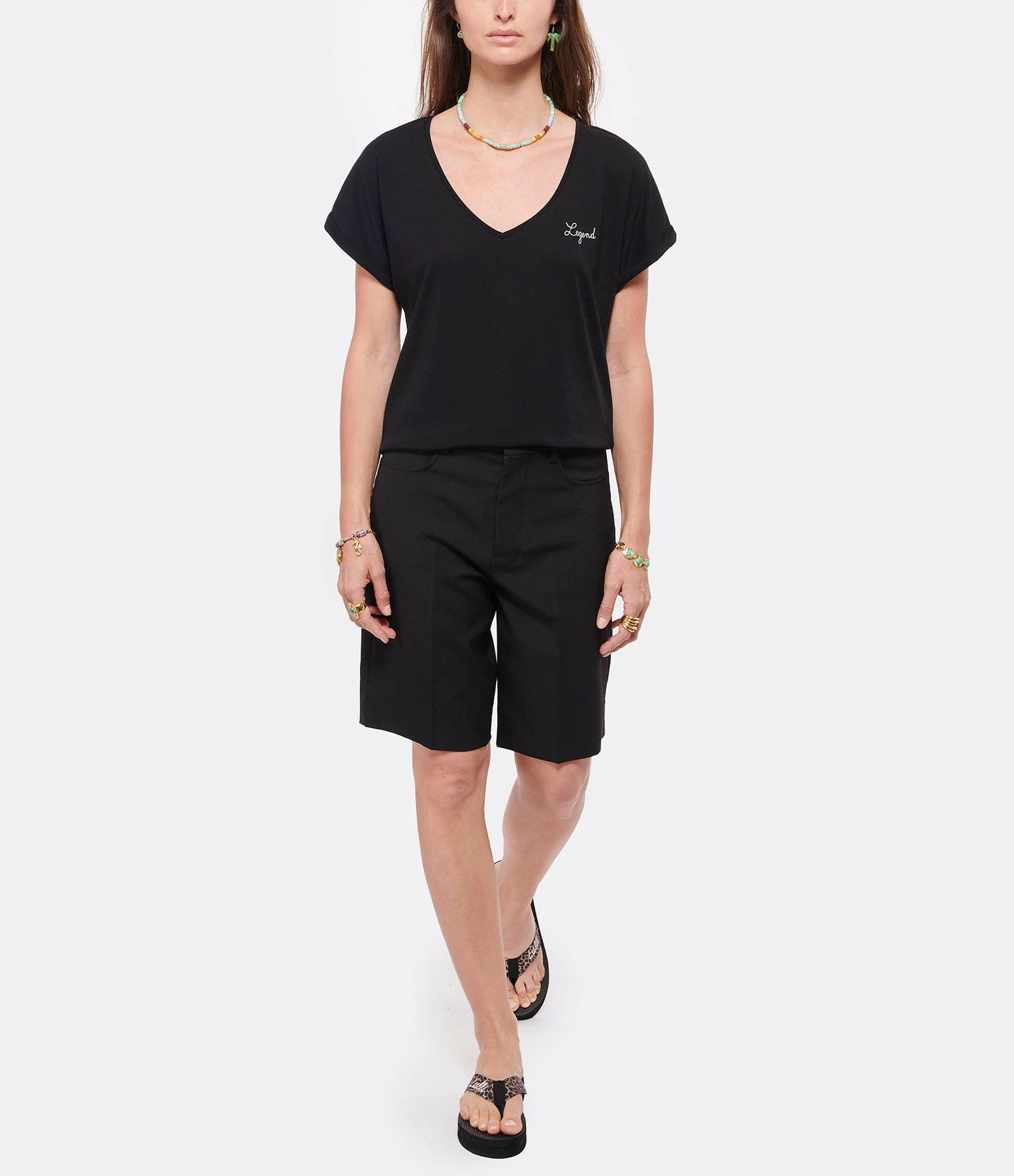 MAISON LABICHE Tee-shirt Col V Legend Coton Biologique Noir 6 MAISON LABICHE Tee-shirt Col V Legend Coton Biologique Noir – Image 4