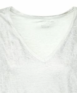Alternative view of MAJESTIC FILATURES Tee-Shirt Lin Col V Argenté Métallisé