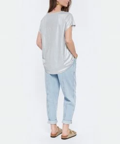 MAJESTIC FILATURES Tee-Shirt Lin Col V Argenté Métallisé -Boutique MAJESTIC FILATURES unnamed file 3740