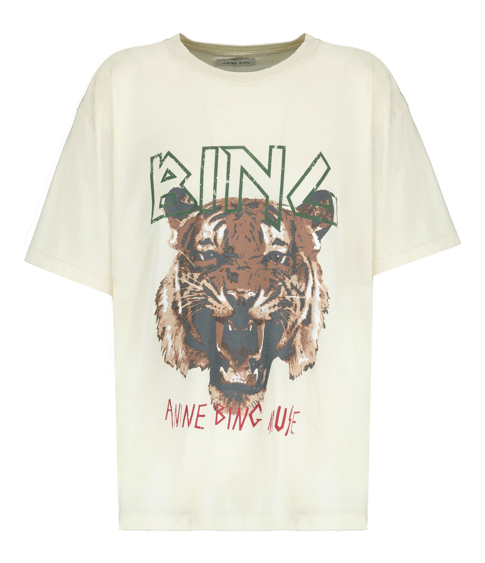 ANINE BING Tee-shirt Tiger Coton Organique Stone 3 ANINE BING Tee-shirt Tiger Coton Organique Stone