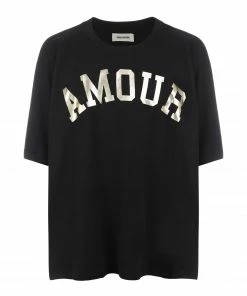 ZADIG & VOLTAIRE Tee-shirt Portland Amour Coton Noir
