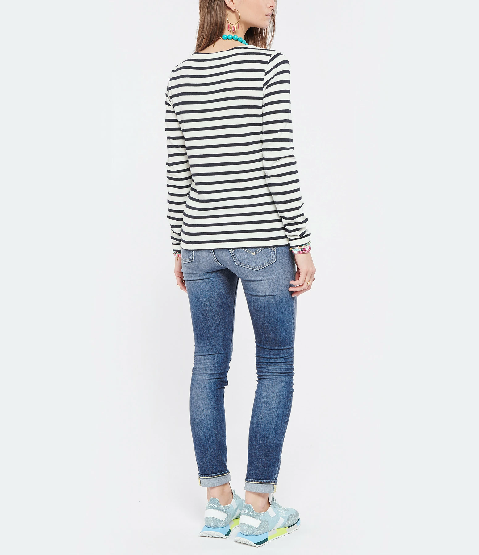 MAISON LABICHE Tee-shirt Amour Coton Biologique Ivoire Bleu Navy 7 MAISON LABICHE Tee-shirt Amour Coton Biologique Ivoire Bleu Navy – Image 5