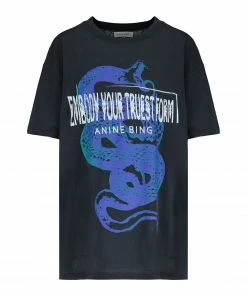 ANINE BING Tee-shirt Walker Coton Noir Délavé