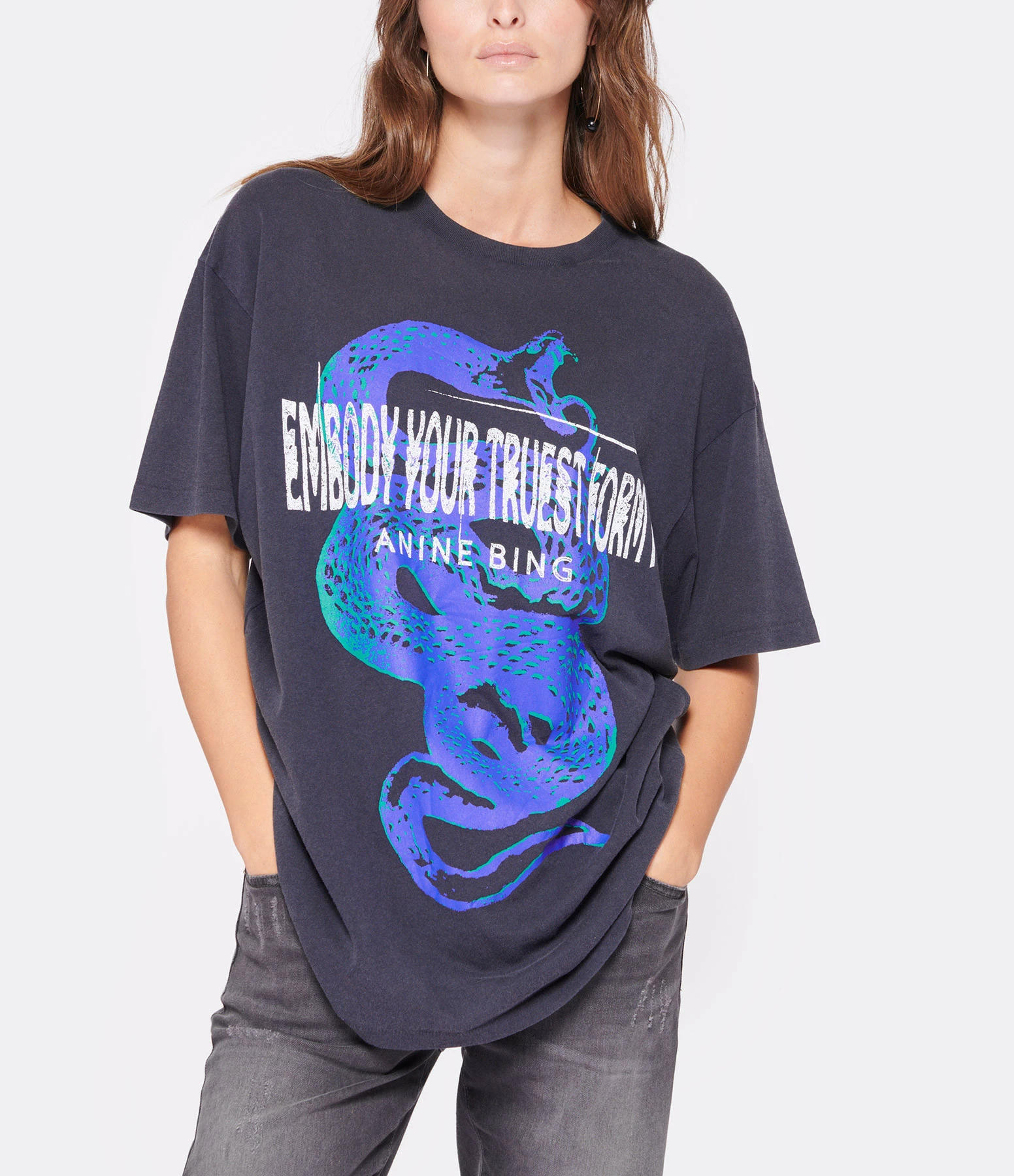 ANINE BING Tee-shirt Walker Coton Noir Délavé 5 ANINE BING Tee-shirt Walker Coton Noir Délavé – Image 3