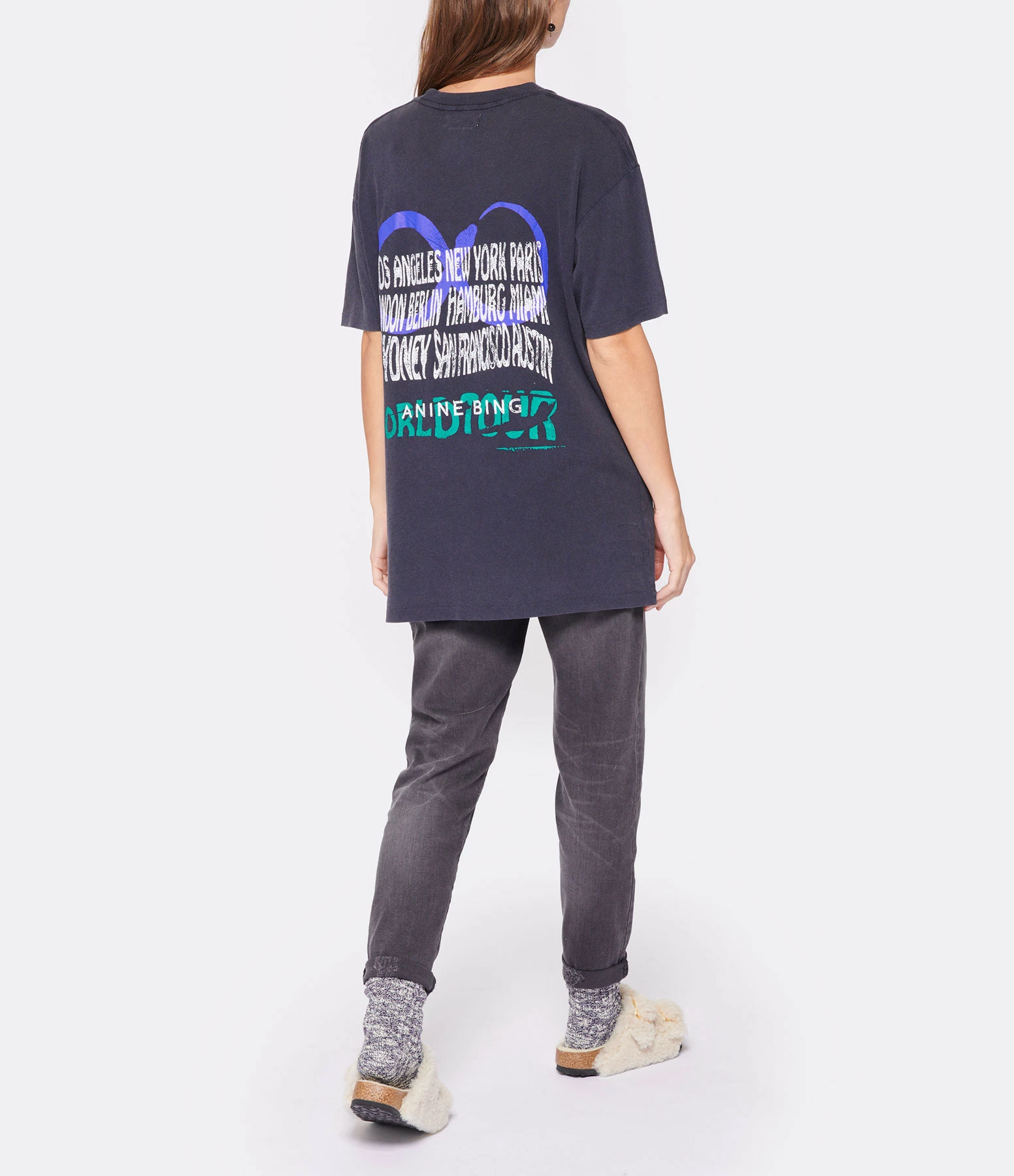 ANINE BING Tee-shirt Walker Coton Noir Délavé 7 ANINE BING Tee-shirt Walker Coton Noir Délavé – Image 5