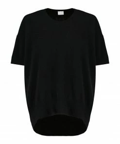 Boutique MAJESTIC FILATURES 22 CT PLAGE Pull Manches Courtes Cachemire Raccoon Noir