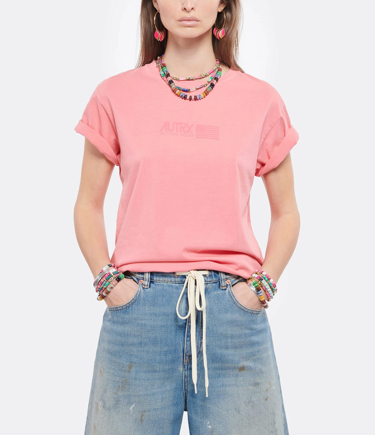 AUTRY Tee-shirt Matchpoint Flag Rose 5 AUTRY Tee-shirt Matchpoint Flag Rose – Image 3