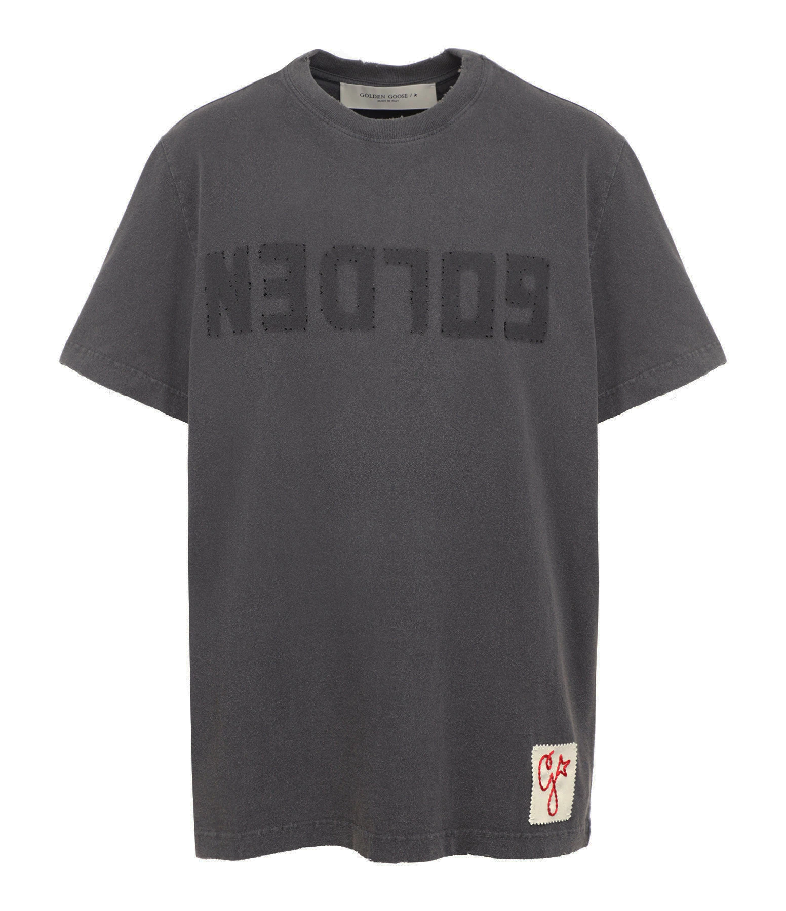 GOLDEN GOOSE Tee-shirt Homme Golden Patch Coton Anthracite 3 GOLDEN GOOSE Tee-shirt Homme Golden Patch Coton Anthracite