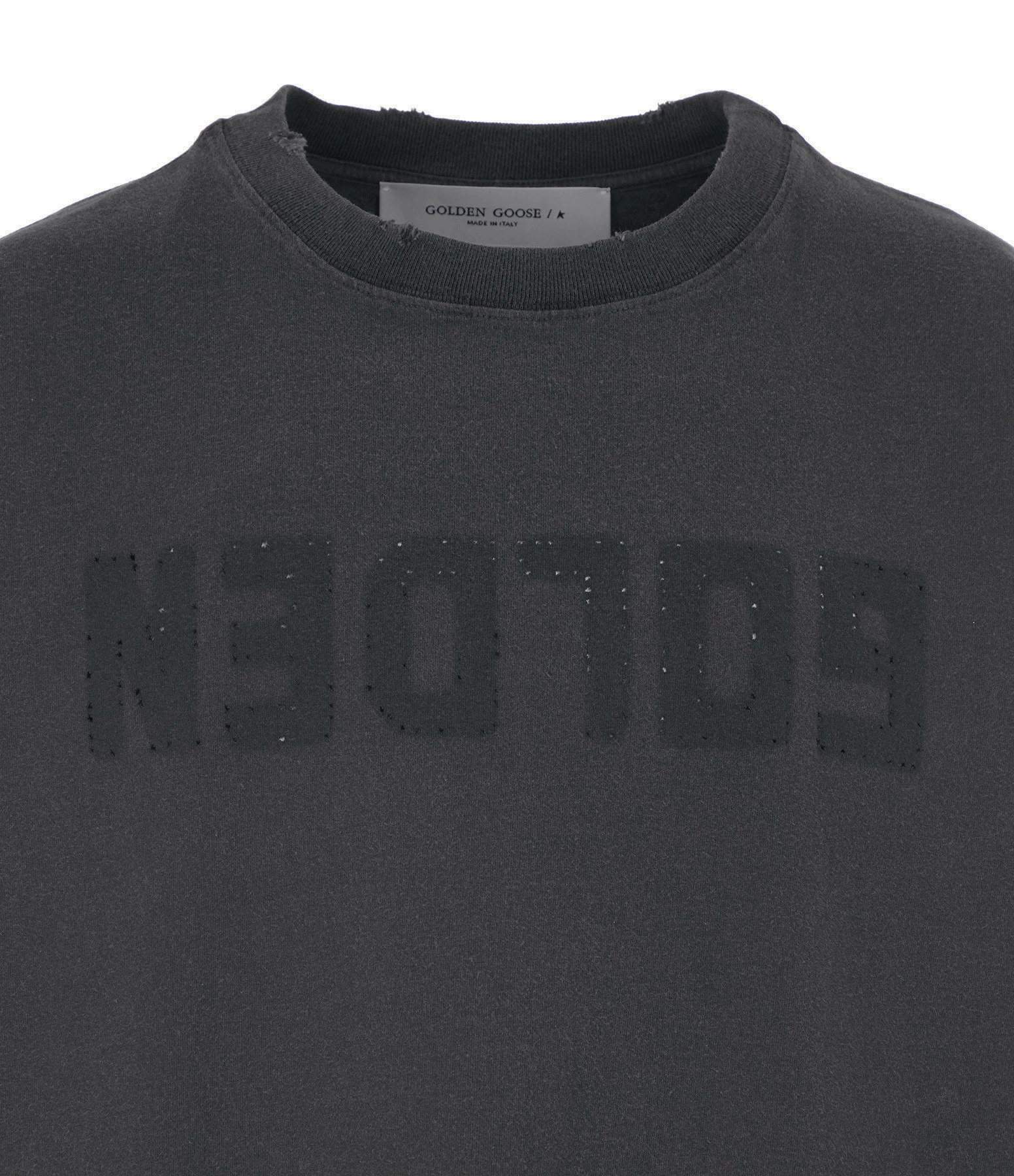 GOLDEN GOOSE Tee-shirt Homme Golden Patch Coton Anthracite 4 GOLDEN GOOSE Tee-shirt Homme Golden Patch Coton Anthracite – Image 2