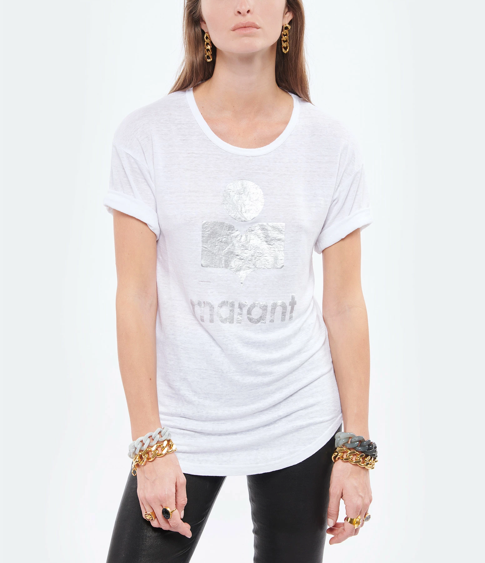 ISABEL MARANT ÉTOILE Tee-shirt Koldi Lin Blanc Argenté 5 ISABEL MARANT ÉTOILE Tee-shirt Koldi Lin Blanc Argenté – Image 3