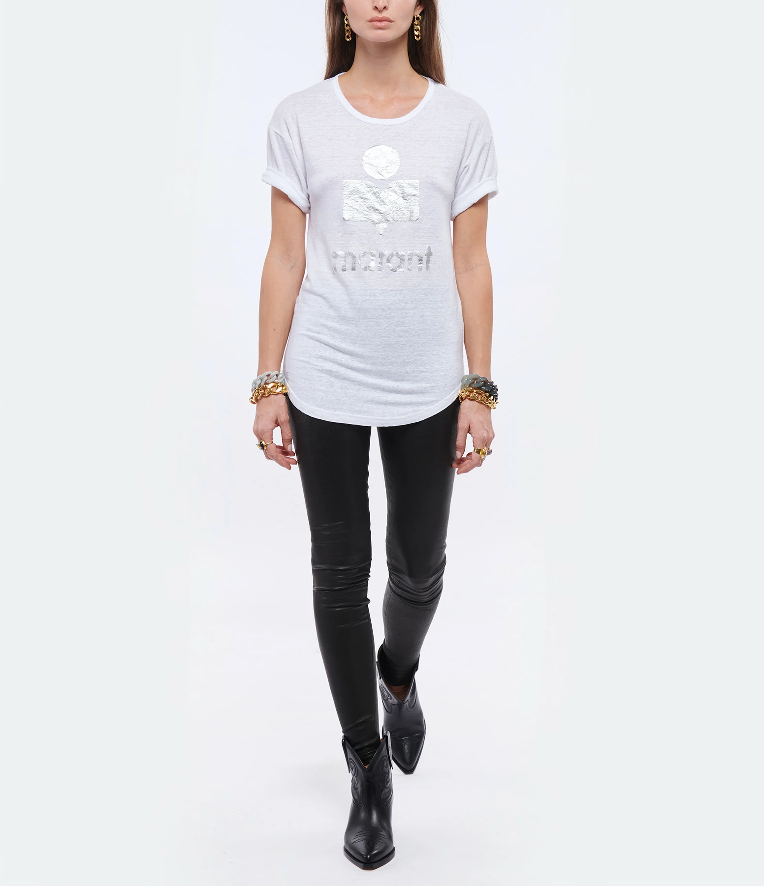 ISABEL MARANT ÉTOILE Tee-shirt Koldi Lin Blanc Argenté 6 ISABEL MARANT ÉTOILE Tee-shirt Koldi Lin Blanc Argenté – Image 4