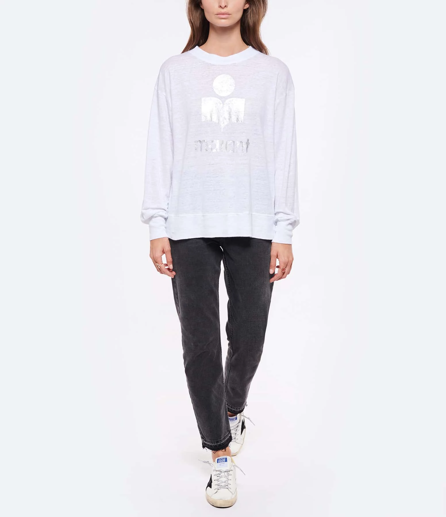 ISABEL MARANT ÉTOILE Tee-shirt Klowia Lin Blanc Argenté 6 ISABEL MARANT ÉTOILE Tee-shirt Klowia Lin Blanc Argenté – Image 4