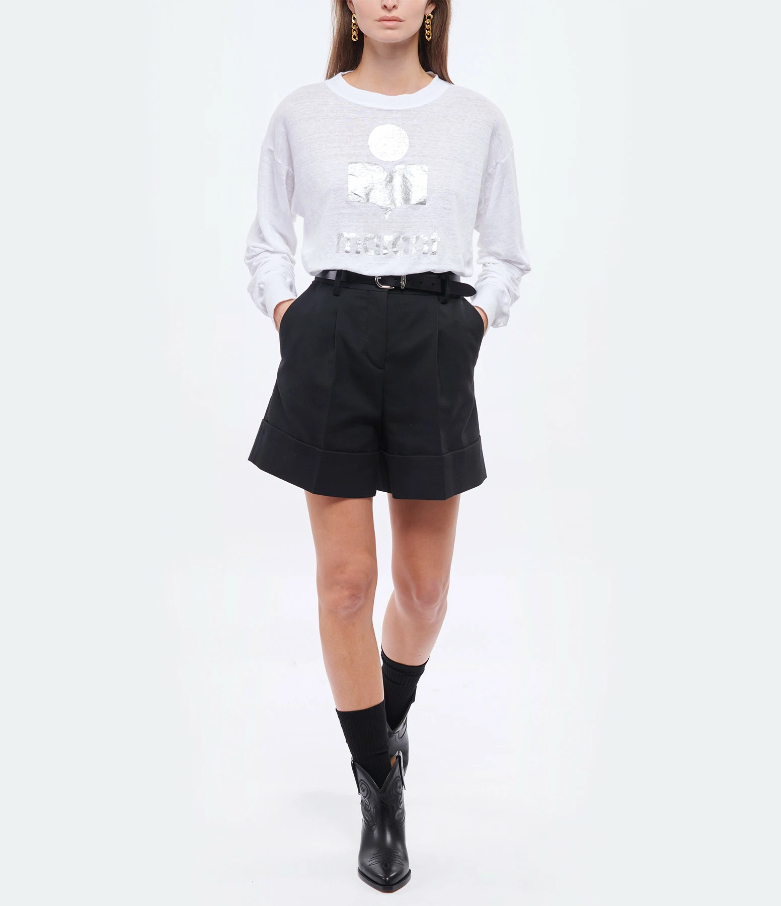 ISABEL MARANT ÉTOILE Tee-shirt Klowia Lin Blanc Argenté 8 ISABEL MARANT ÉTOILE Tee-shirt Klowia Lin Blanc Argenté – Image 6