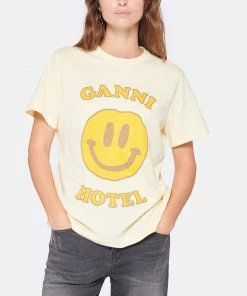 Alternative view of GANNI Tee-shirt Smiley Coton Jaune