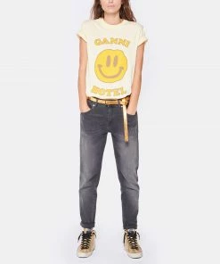 GANNI Tee-shirt Smiley Coton Jaune 8 GANNI Tee-shirt Smiley Coton Jaune -Boutique MAJESTIC FILATURES unnamed file 3892