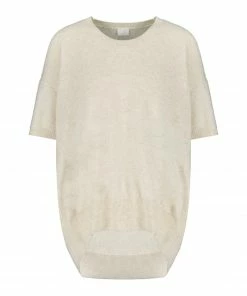 CT PLAGE Pull Manches Courtes Cachemire Raccoon Ivoire