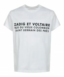 ZADIG & VOLTAIRE Tee-shirt Zoe ZV Address Coton Blanc