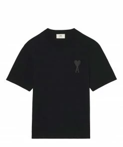 AMI PARIS Tee-shirt Unisexe Ami De Cœur Coton Biologique Noir